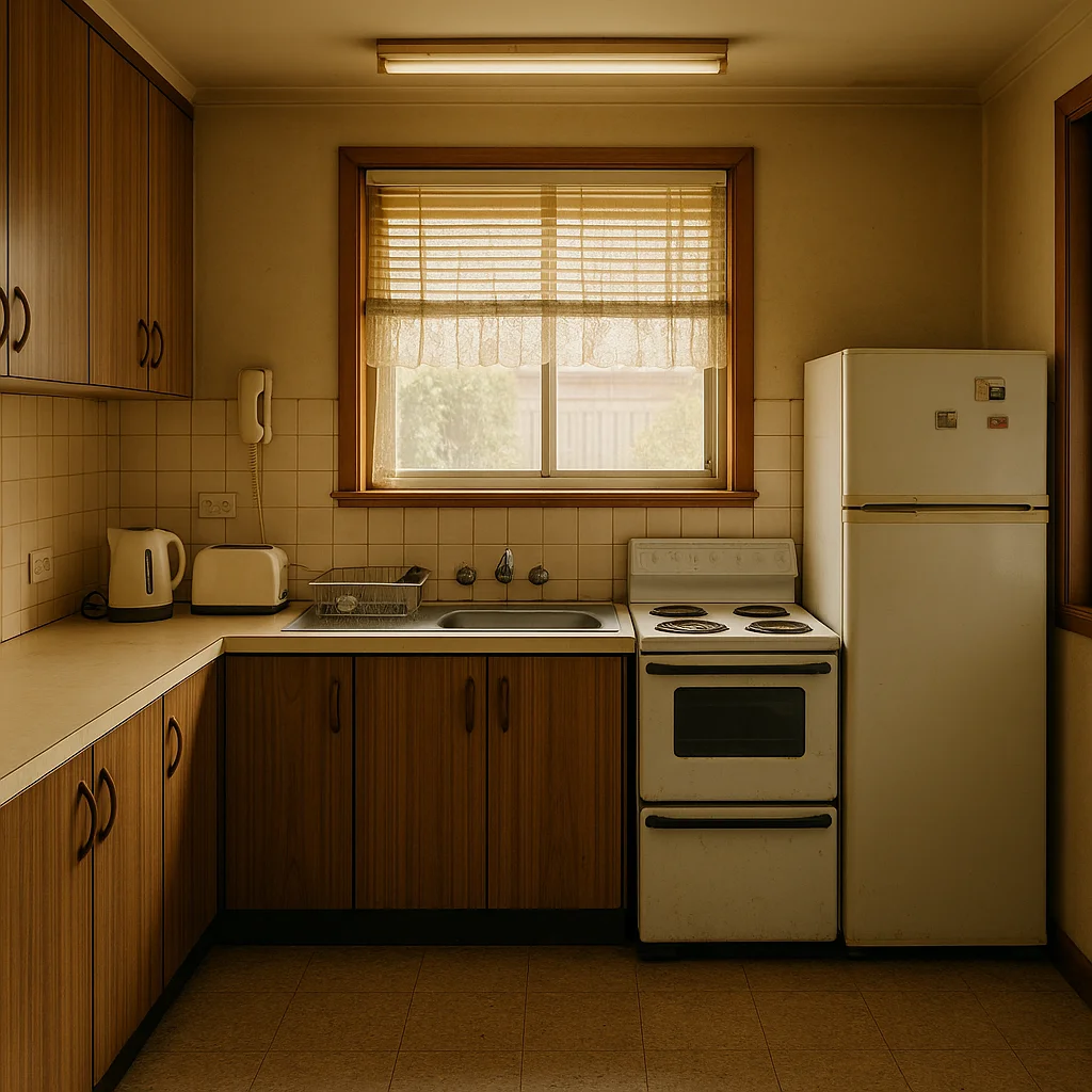 Dated 1970s kitchen before renovation