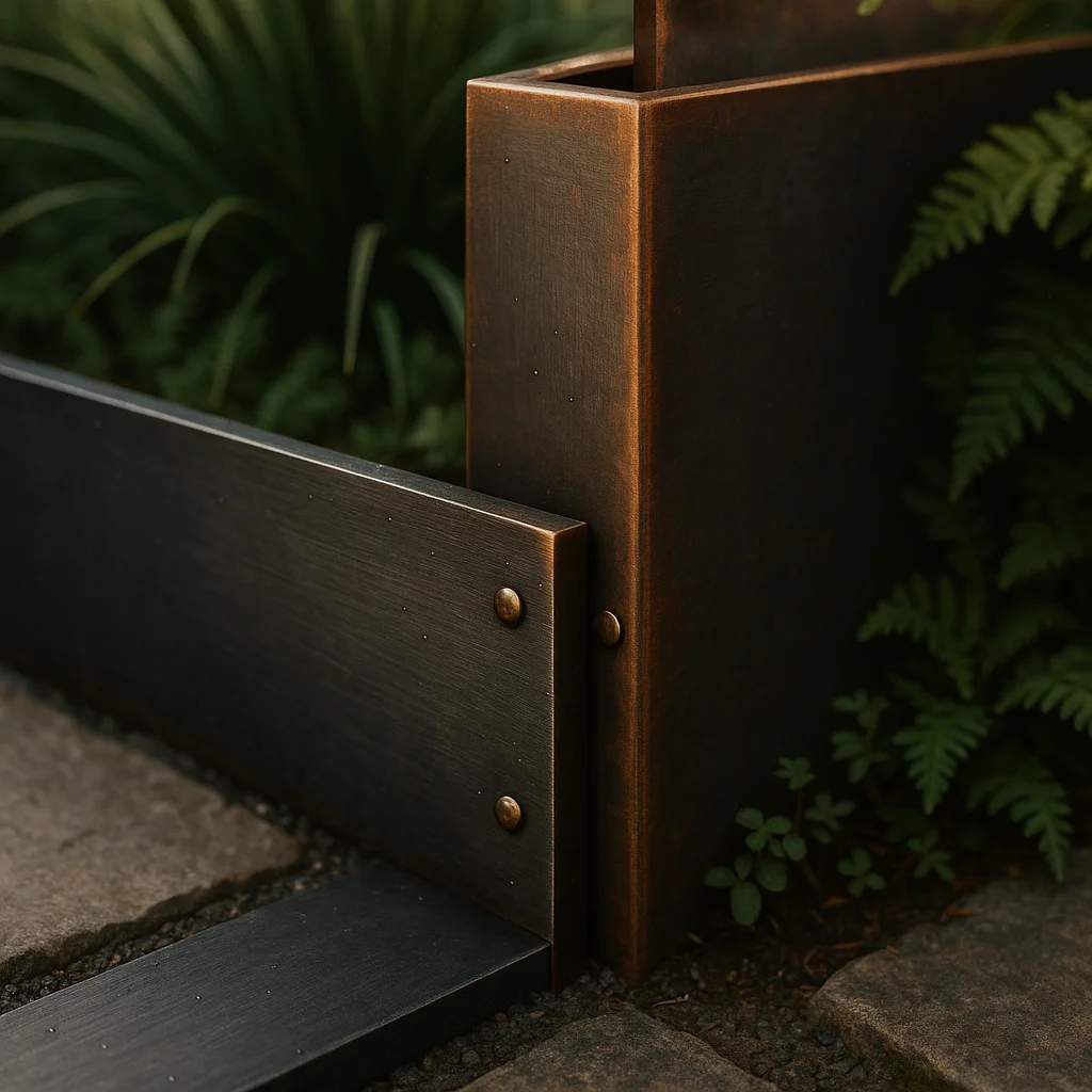 Burnished steel planter