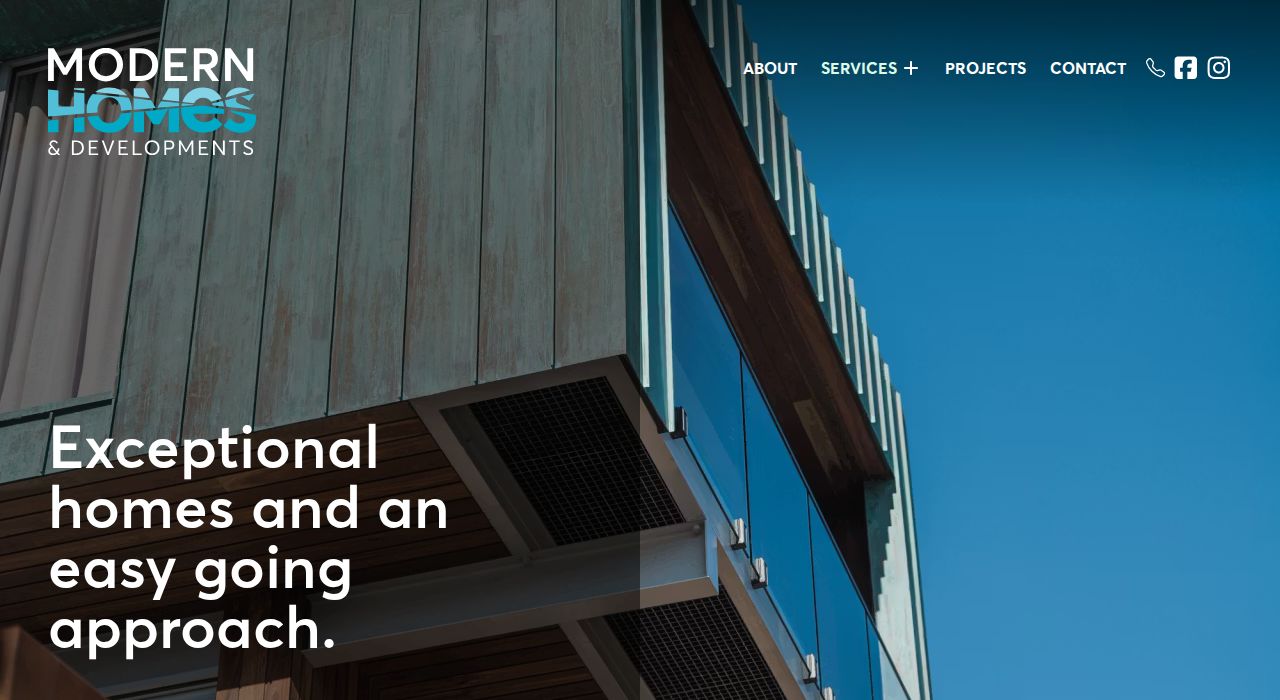 Original Modern Homes Tasmania website — before TradesPro rebuild